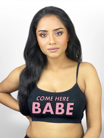 Womens Cotton Black Printed Soft Bra